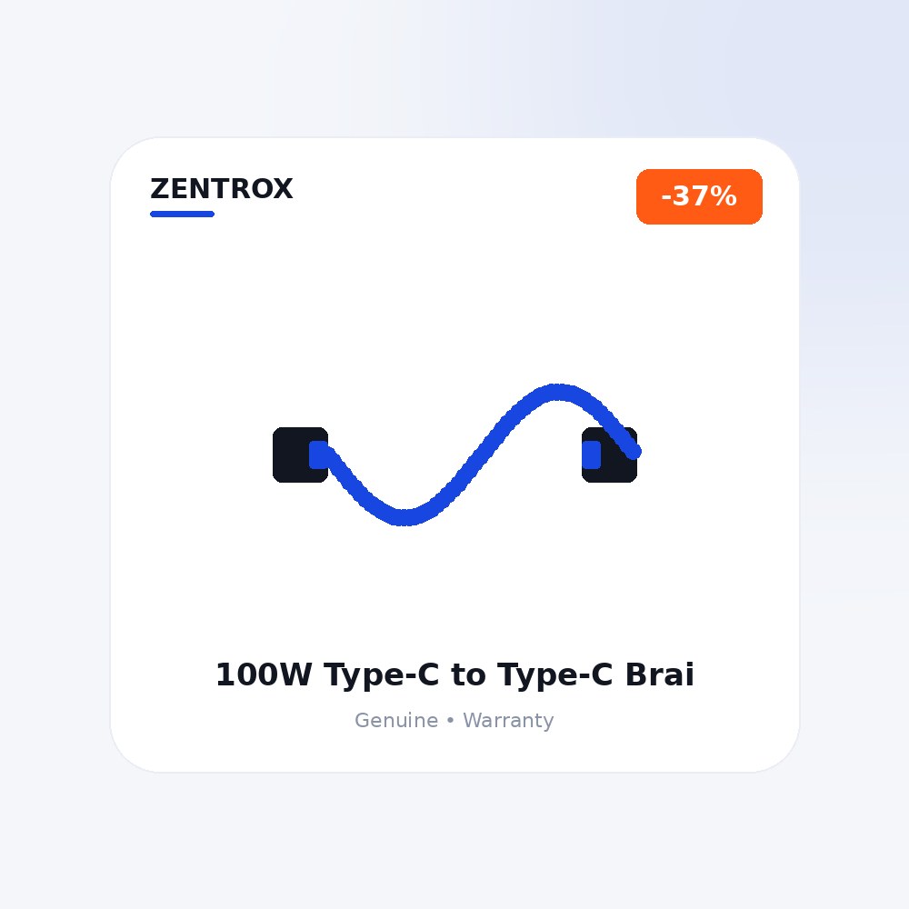 100W Type-C to Type-C Braided Cable, 2m